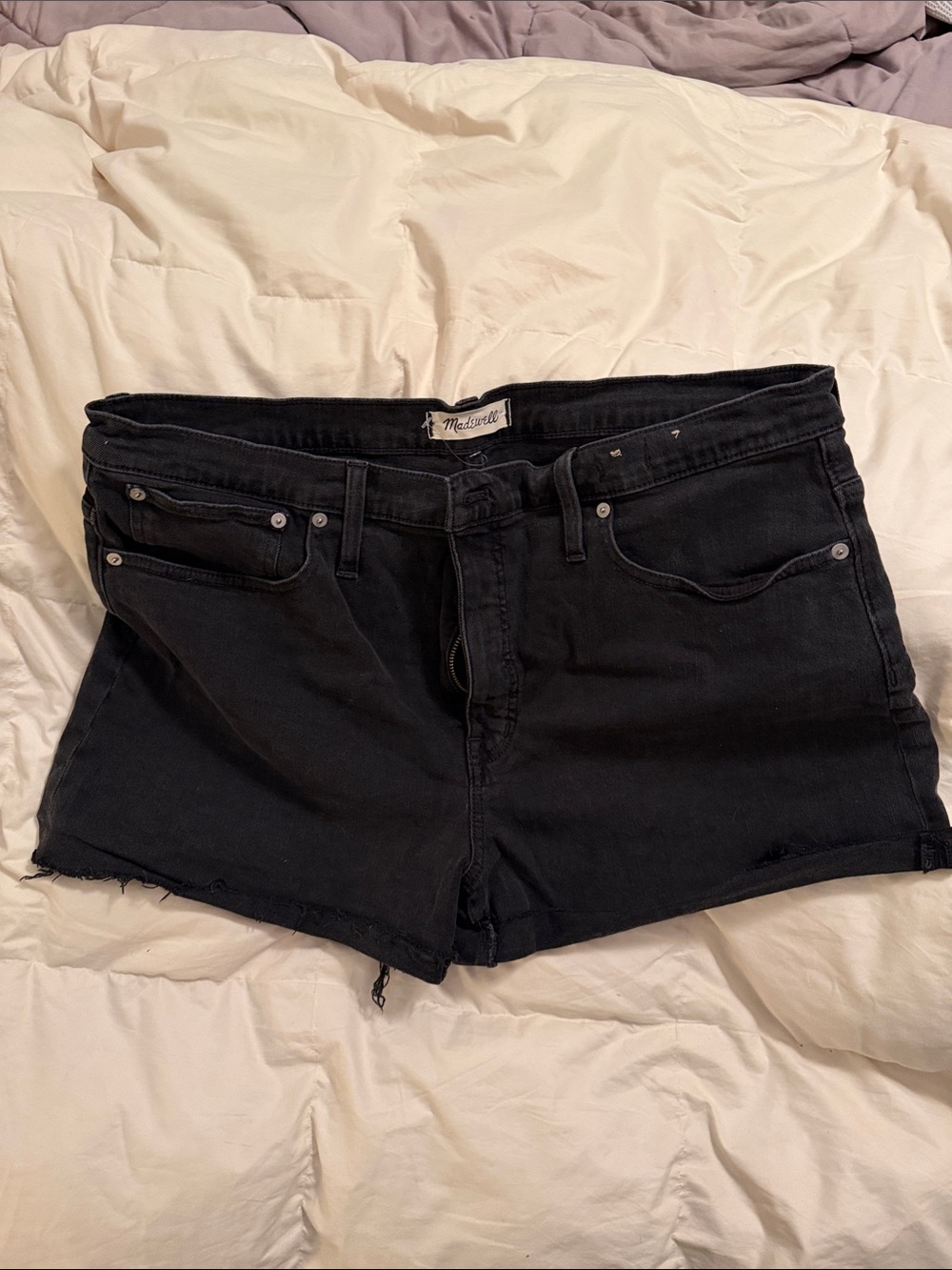 Madewell Black Denim High-Rise Cutoff Shorts